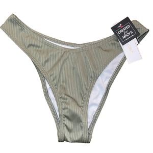 Salt + Cove Junior S Ribbed Hipster Bikini Bottoms Swimsuit Green Size Medium